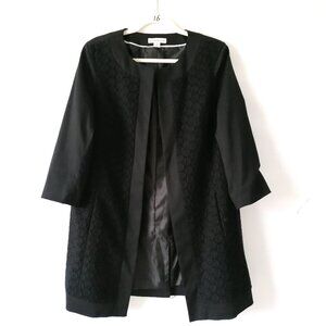 Coldwater Creek Womens Black Long Sleeve Lace Open Front Cardigan Jacket Size M
